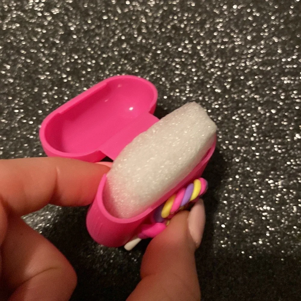 Hot pink AirPod case w charm